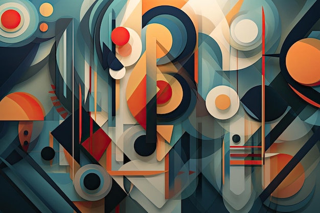 Symphony of abstract elements and geometric patterns harmonizing in a visually captivating