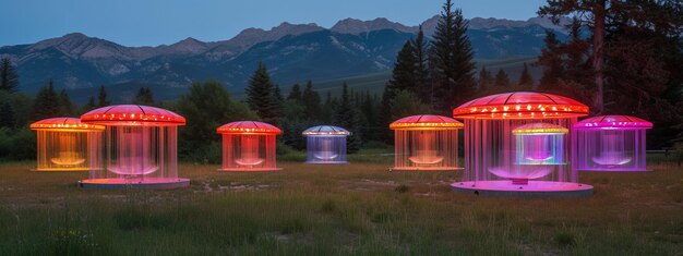 Foto sinfonia di luci colorate che ballano nel campo