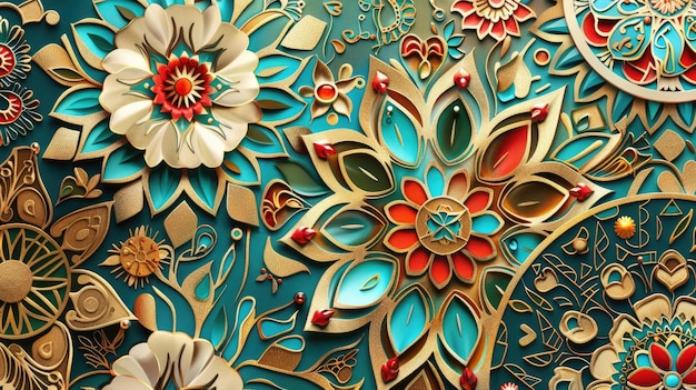 A symphony of colors and intricate patterns in this elegant Islamic ornamental background