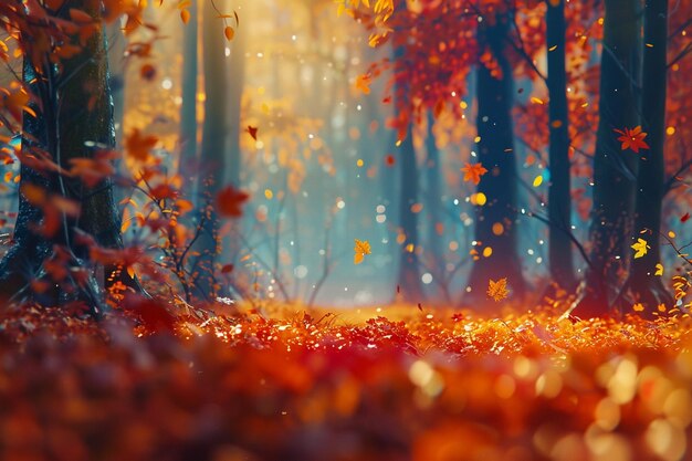 Foto una sinfonia di colori in una vibrante foresta autunnale