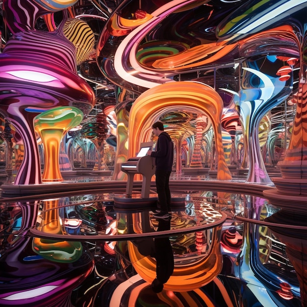 Premium AI Image  Symphony of Mirrors Harmonious abstract reflections creating a visual symphony