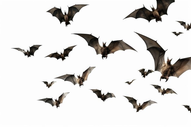 Foto sinfonia della notte un glorioso balletto di pipistrelli su una superficie bianca o limpida png sfondo trasparente