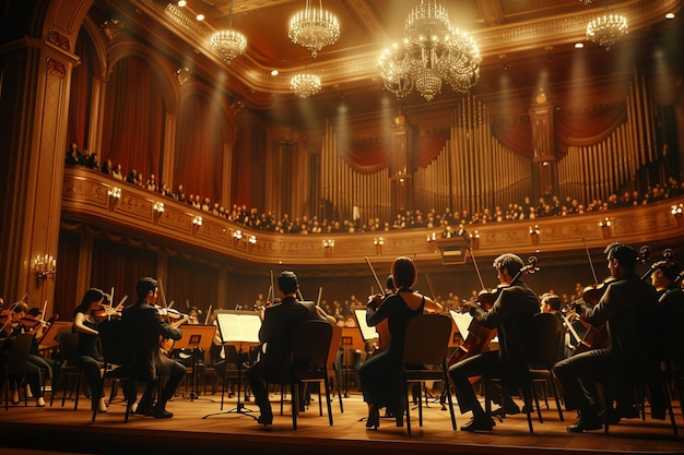 Foto un'orchestra sinfonica che si esibisce sul palco