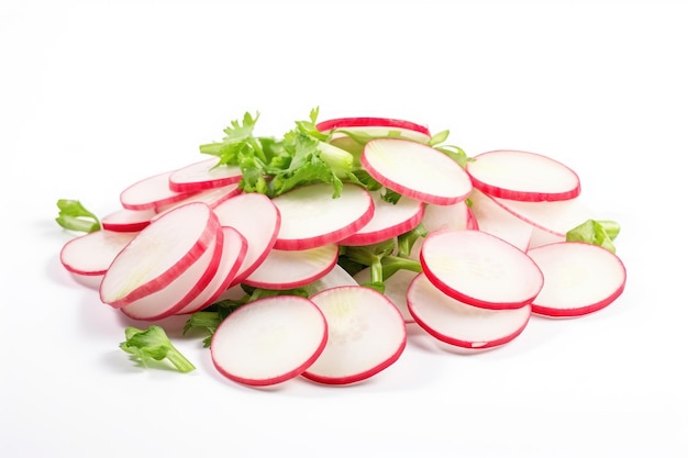 Photo a symphony of sliced radishes on a clear png or white background