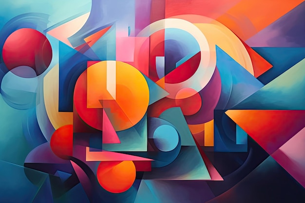 Symphony of vibrant shapes floating in an abstract space conveying a sense of harmony and balance