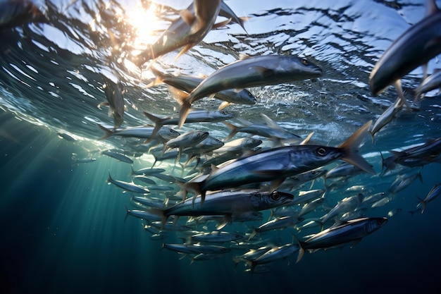 釣りボール の 中 で 同時 泳ぐ サルディン