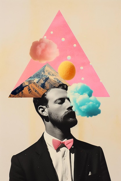 Synthetic Dreams Surrealistische collagealbumkunst en posterontwerp Generatieve AI