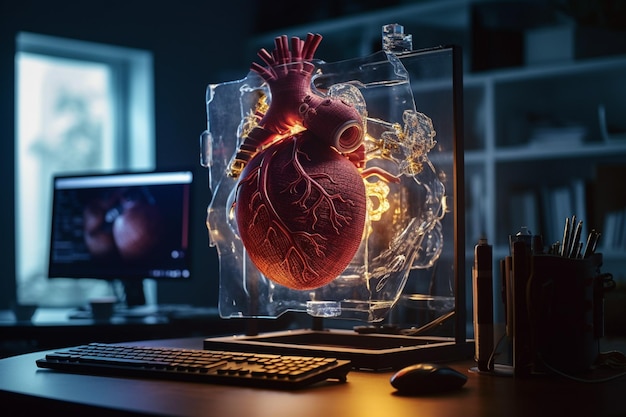 Synthetic heart in a science lab with Generative AI