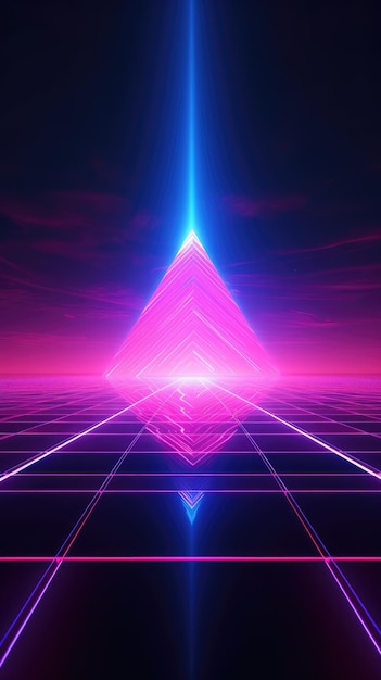 Synthwave 80s 90s neon background blue purple retro cyberpunk illustration instagram social format