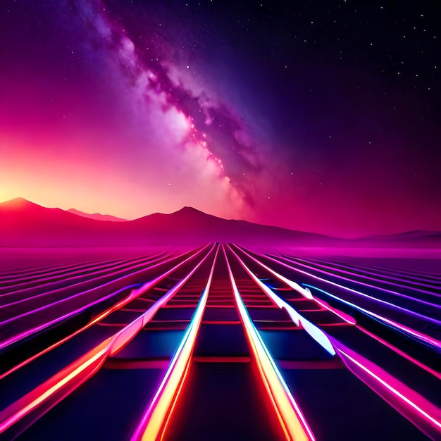 a synthwave cosmos at nightsynthwave style 사이버 펑크 styleneon lights4k ai generated