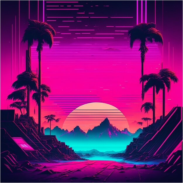 synthwave creatieve achtergrondbeeld