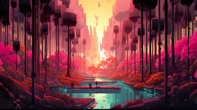 Synthwave forest