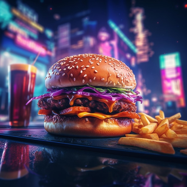 synthwave hamburger