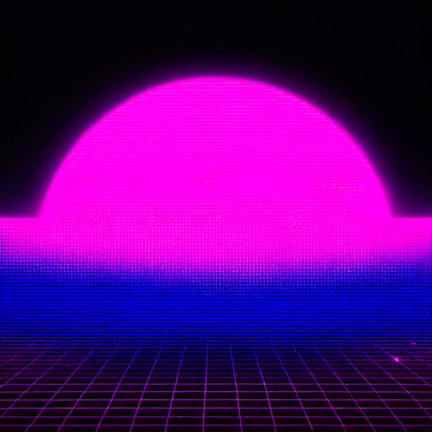 Photo synthwave neon retrowave vaporwave outrun landscape background