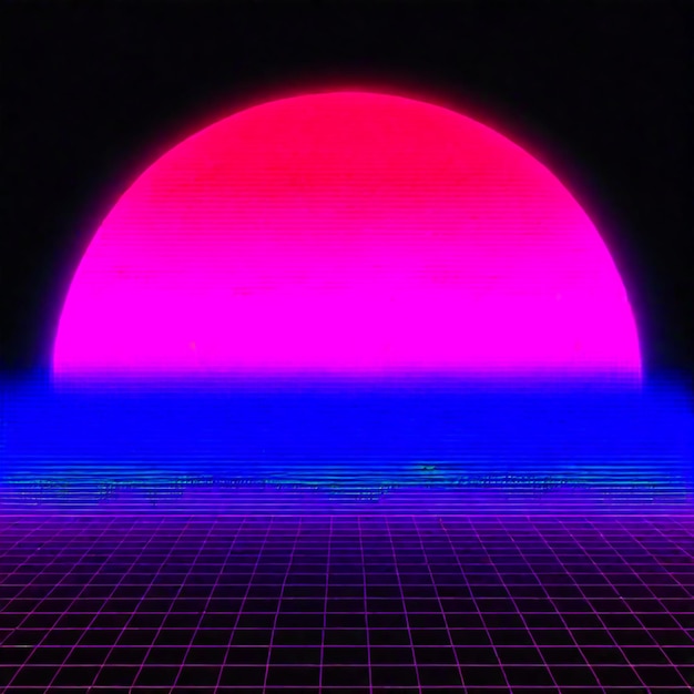 Photo synthwave neon retrowave vaporwave outrun landscape background