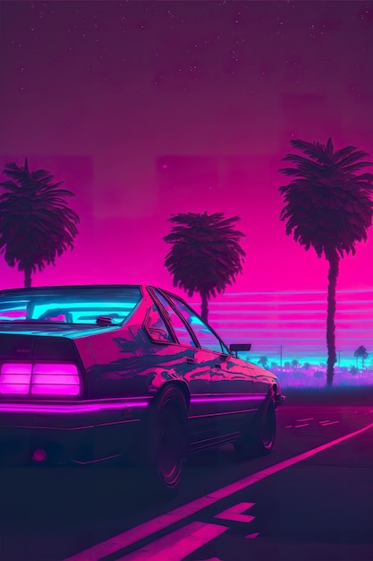 Premium Photo | Synthwave realistic retrowave illustration