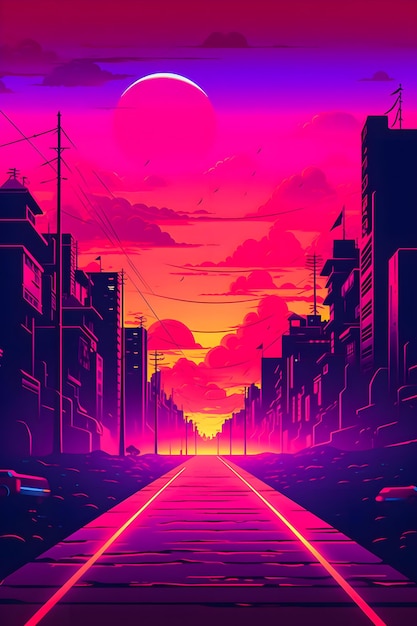 Simple cool relaxing cyberpunk mobile wallpaper