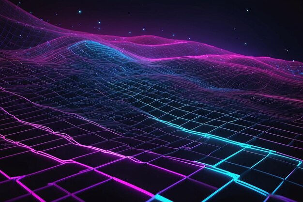 Photo synthwave wireframe net illustration abstract digital background