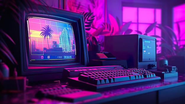 Synthwave worplace ai genereert