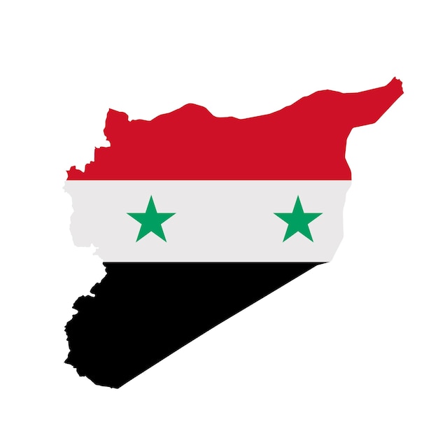 Syria flag map country outline with national flag