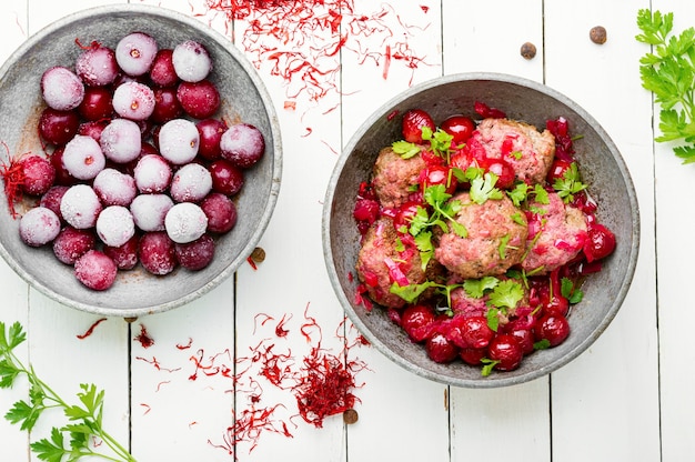 Syrian kyufta with cherry