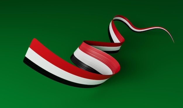 Syrië vlag lint op groene achtergrond 3d illustratie