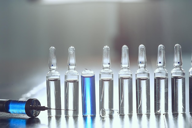 syringe and ampoule, coronavirus vaccine, concept medicine vaccination protection covid 19