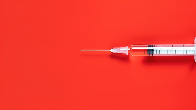 Syringe on a bold red background