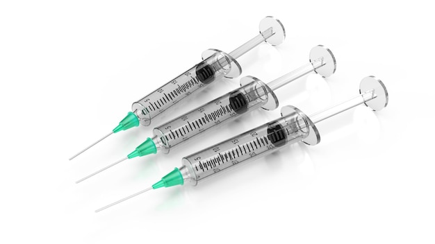 Syringe on white background 3D redering illustration