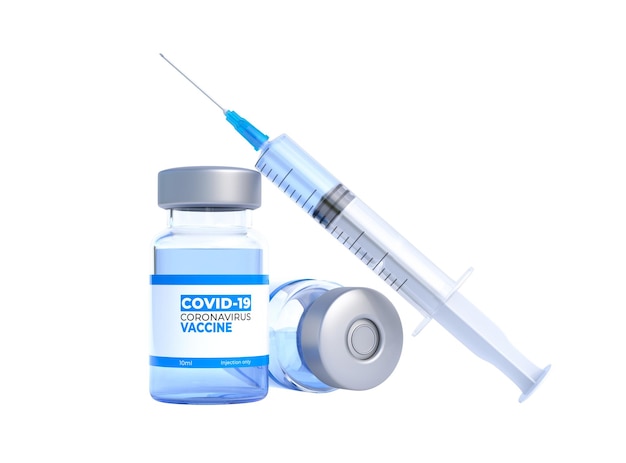 Syringe with medication for injection isolated on white background Vaccine for Coronavirus 3D render