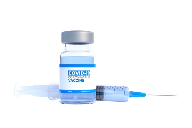 Syringe with medication for injection isolated on white background Vaccine for Coronavirus COVID19