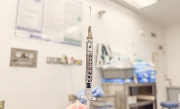 A syringe with the number 1 on it