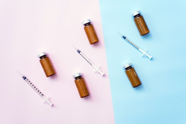 Syringes and bottles of cosmetic