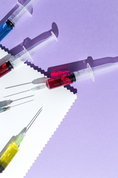 Photo syringes with colorful liquids