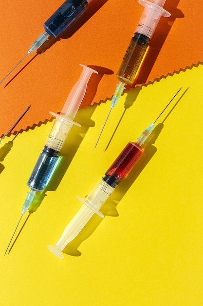 Syringes with colorful liquids