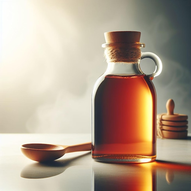 syrup bottle on a light background