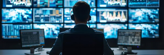 In the System Control Room Technical Operator Sits Ai generative