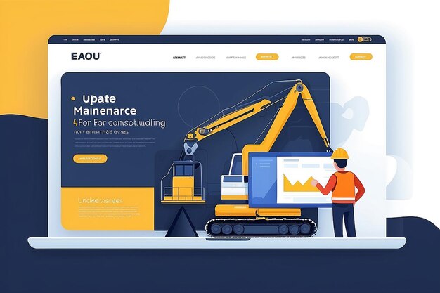 System maintenance update under construction layout 404 system error landing page website illustration flat vector template