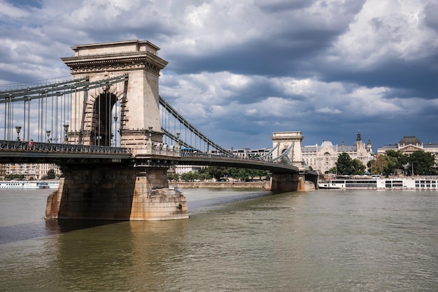 Szechenyi Chain Bridge on Danube River