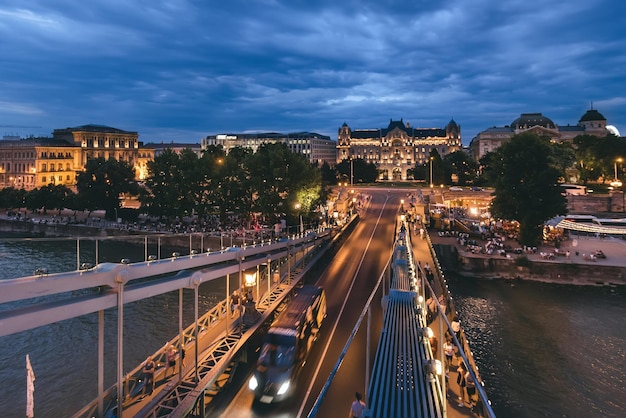 Szechenyi Chain Bridge on Danube River