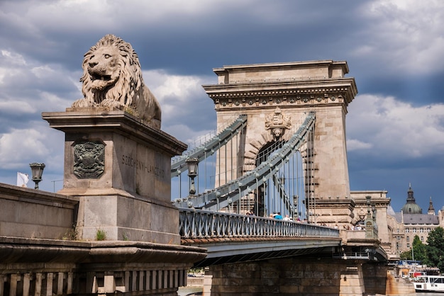 Szechenyi Chain Bridge with Stone Lion