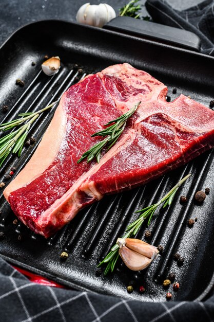 T bone steak in a pan