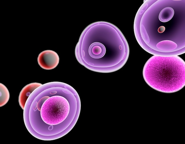Cellule t che attaccano le cellule tumorali, illustrazione 3d