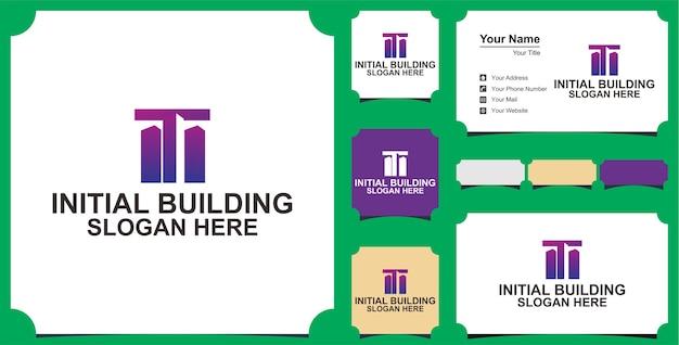 T gebouw brief logo ontwerpconcept