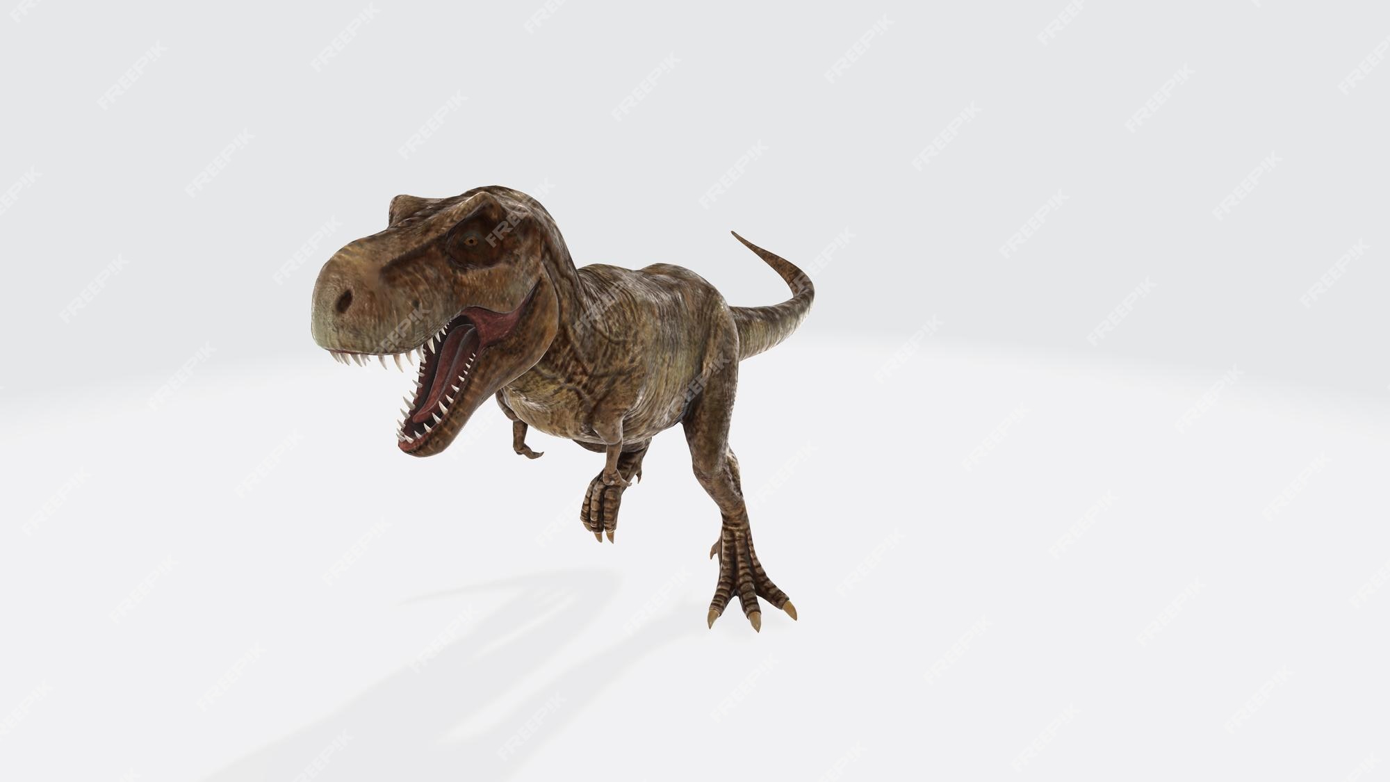 Premium Photo  A t - rex dinosaur running in a white background