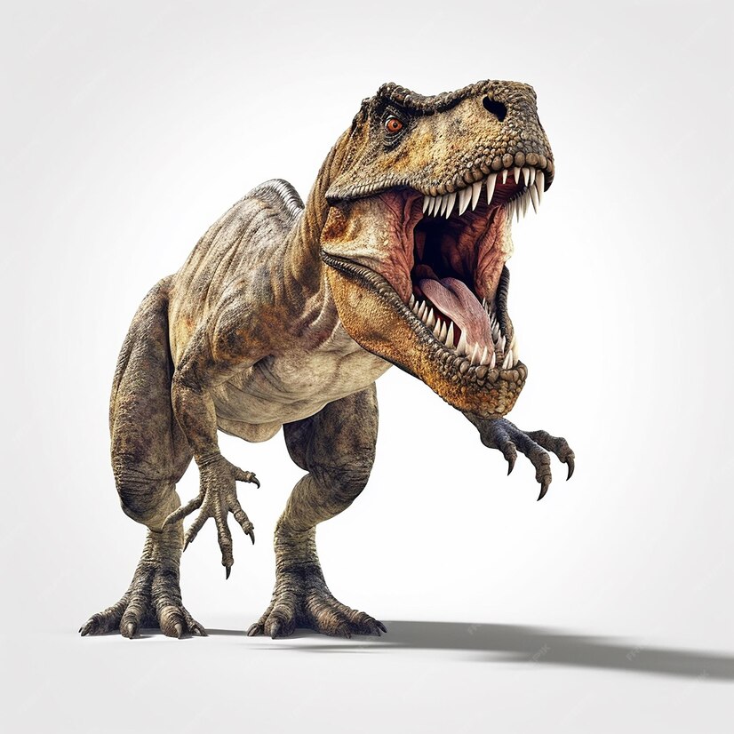 Premium AI Image A t rex dinosaur with its mouth open and mouth open.
