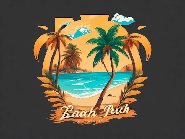 A t shirt design logo for beach