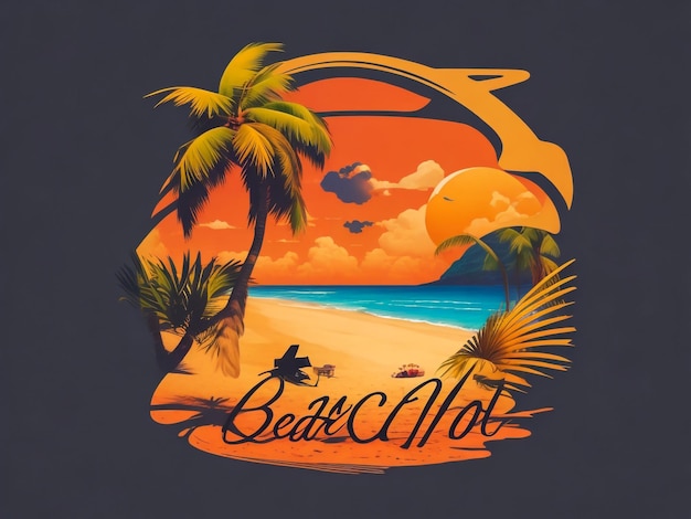 Photo a t shirt design logo for beach