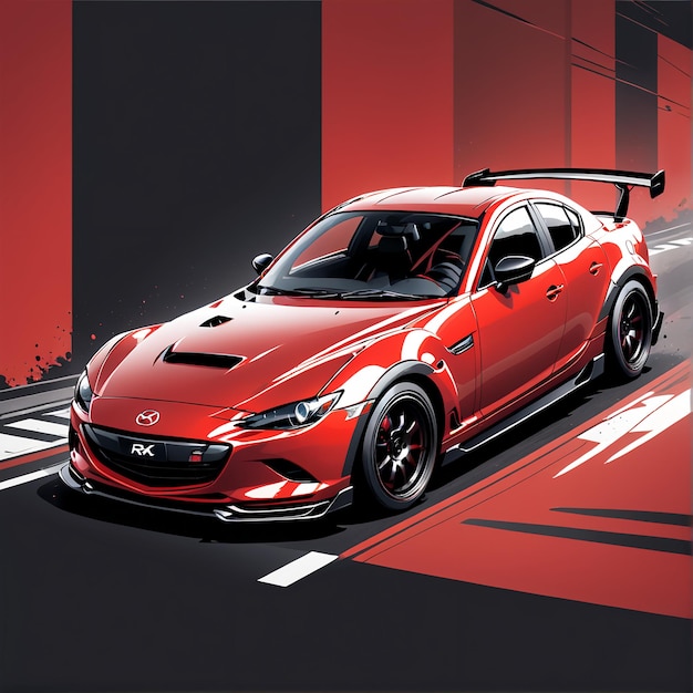 T shirt Design Mazda RX7 red