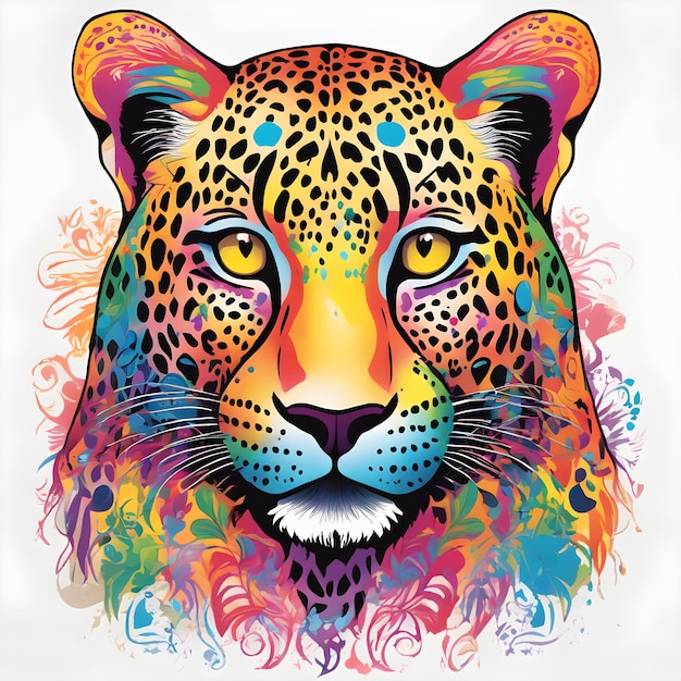 Premium Photo  T shirt design Rainbow Leopard